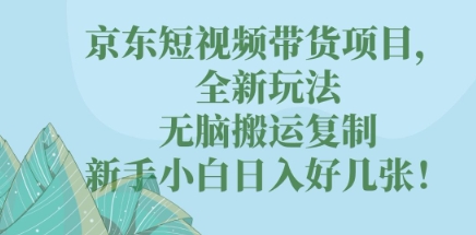 京东短视频带货项目，全新玩法，无脑搬运复制，新手小白日入好几张!-轻创终点站